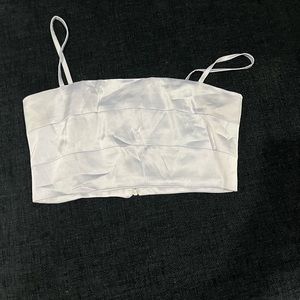 Baby blue satin crop top